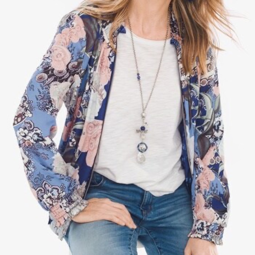 Reversible Satin jacket Chicos Bomber new without tags Size M